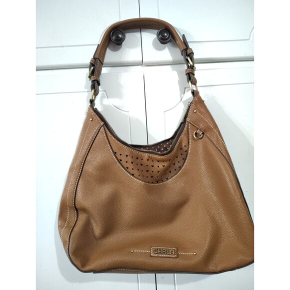 CHALA WOMEN’S PURSE HANDBAG LARGE HOBO BROWN BAG Leather - Picture 1 of 7